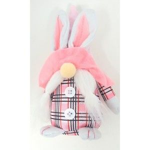 New Pink Plaid Faceless Easter Bunny Gnomes with Plaid Pink Coat Adjustable Hat